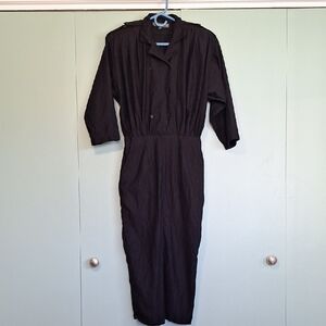 Vintage 1980s Outback Red Western Black Padded Shoulder Half Sleeve Dress Size 8